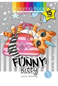 Kolorowanka A4 15 obrazków Zabawne kotki 2
