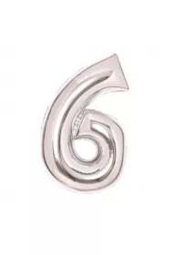 Balon foliowy cyfra 6 srebrna