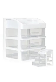 Organizer na kosmetyki z szufladami i przegrodami biały