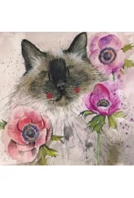 Karnet AC810 Kot w kwiatach