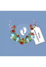 Karnet Swarovski kwadrat CL3412 Narodziny Witaj chłopczyku