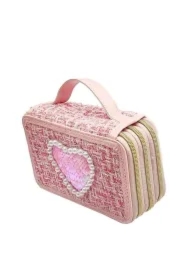 Girabrilla piórnik tweedowy 3 poziomy jasny róż