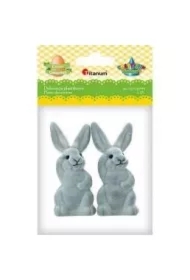 Zając flokowany 32x74x25mm szary Wielkanoc