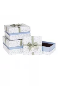 Pudełko prezentowe z kokardą 3 szt biały/błękit