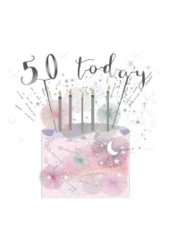 Karnet kwadrat mały z kopertą Urodziny 50 świeczki