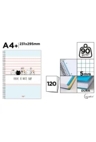 Notatnik A4+/120K kołowy kratka kotki