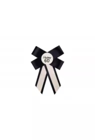 Kotylion na 60 urodziny kremowo-czarny 11x17cm