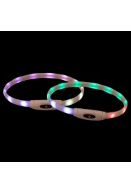 Obroża święcąca USB, dla psa, wielokolorowa, silikon, XS&ndash; XL: 65 cm/16 mm