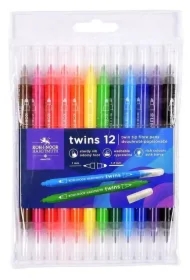 Flamastry dwustronne 12 kolorów