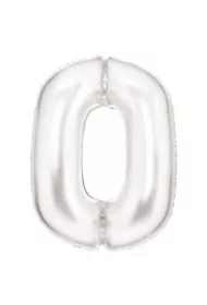 Balon foliowy cyfra 0 satynowa biała