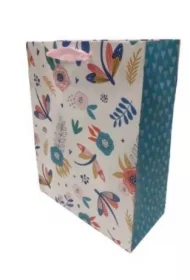 Torebka ozdobna matowa 35x37x12cm Kwiaty