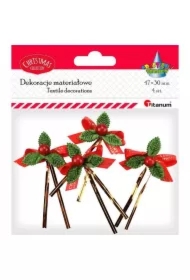 Kokarda czerwona z napisem Merry Christmas 4 szt