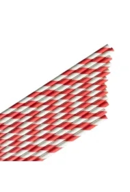 Słomki papierowe paski czerwone