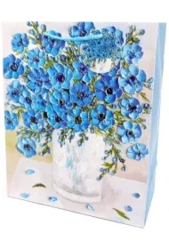 Torebka ozdobna matowa 26x32x12cm Kwiaty