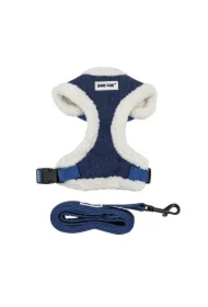 Zestaw, szelki+Smycz dla psa, granatowy, jeans, rozmiar M