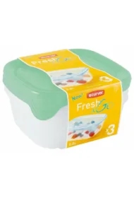 Curver zestaw pojemników kwadratowych fresh&go seledynowy/ transparentny