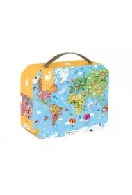 Puzzle w walizce Ogromna mapa świata 300 el. 7+