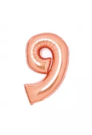 Balon foliowy cyfra 9 różowe złoto
