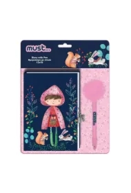 Pamiętnik+długopis z pomponem Czerwony Kapturek