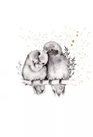 Karnet złocony kwadrat CL3818_BL Ptaszki