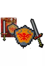 Rycerski miecz i tarcza pikselowe z pianki