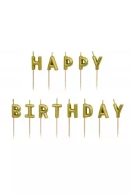 Świeczki urodzinowe Happy Birthday złoty 13 szt
