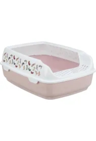 Delio, kuweta, dla kota, z ramką, liliowa/biała, 38 x 20 x 50 cm, z nadrukiem