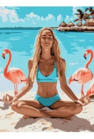 Malowanie po numerach - Joga z flamingami