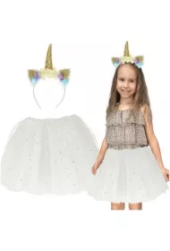 Kostium strój karnawałowy przebranie Jednorożec opaska + spódniczka tiulowa 3-6lat