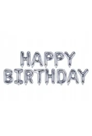 Balon foliowy Happy Birthday srebrny