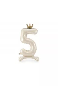 Stojący balon foliowy cyfra 5 84cm jasny krem