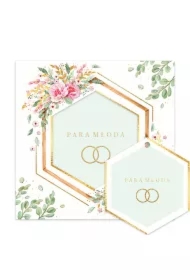 Karnet KW ślub eukaliptus z kwiatami