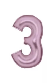 Balon foliowy cyfra 3 satynowa pastelowy róż