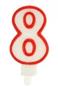 Świeczka 8 czerwona