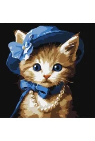 Malowania po numerach - Kotek w kapeluszu