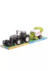 Traktor z łyżką i balownicą