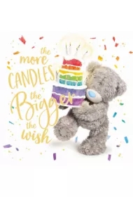 Kartka urodzinowa holograficzna 3D Miś z tortem