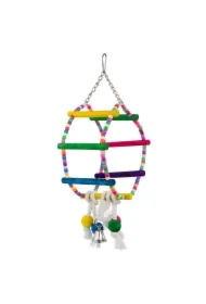 Huśtawka, dla ptaków, wisząca, drewniana, 30 cm, z bawełnianymi sznurkami