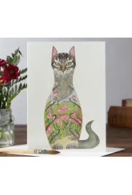 Karnet Kot z różami A038 B6 + koperta