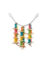 Zabawka, dla ptaków, wisząca, drewno i skóra, 35 cm