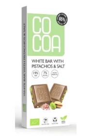 Tabliczka biała z pistacjami i solą 60% mniej cukru