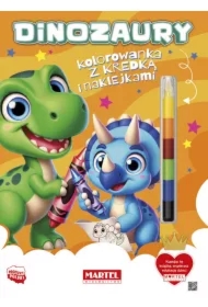Dinozaury. Kolorowanka z kredką i naklejkami