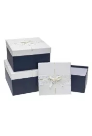 Pudełko prezentowe z kokardą 3 szt granat