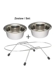 Stojak z miskami chromowany