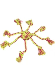 Piłka z linkami, zabawka, dla psa, limonkowy/różowy, bawełna/poliester, 7 cm