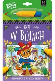 Kot w Butach. Malowanka z pisakiem wodnym