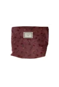 Kosmetyczka damska KS118 Bordowa w czerwone kwiatuszki