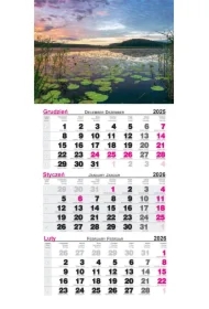Kalendarz ścienny 2026 trójdzielny Jezioro