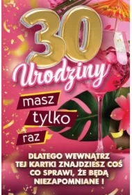 Karnet Urodziny z nakładką na butelkę 30