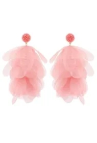 Kolczyki wiszące różowe K1676R Chwosty